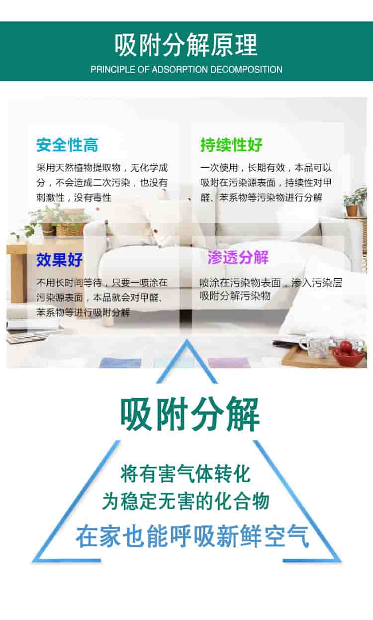 吸附分解原理，吸附分解，將有害氣體轉(zhuǎn)化為穩(wěn)定無害的化合物，在家也能呼吸新鮮空氣